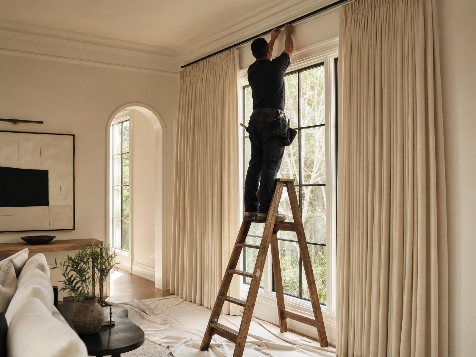 Professional drapery installation on a residence in Los Angeles